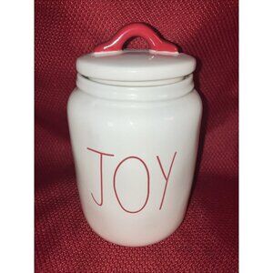 RAE DUNN Large Red Letters “JOY” Canister with Red Lid Handle